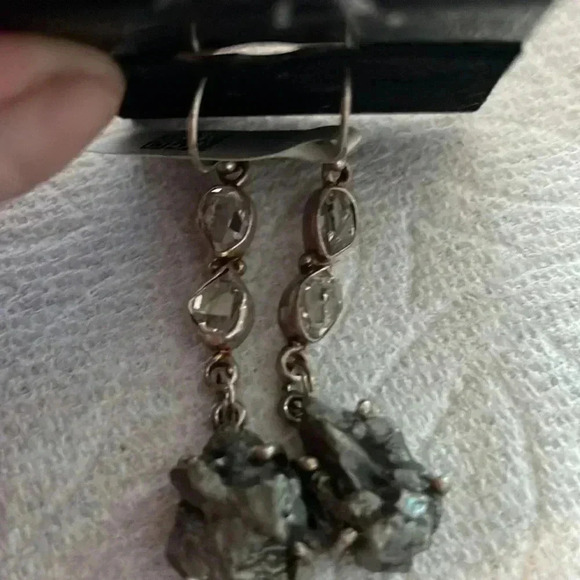 Sterling silver 924 meteorite with quarts earrings - Picture 2 of 6
